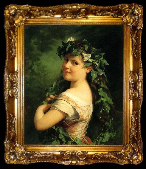 framed  Fritz Zuber-Buhler Girl with wreath, ta009-2